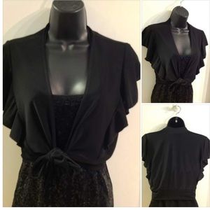 3/$25 CLIENTELE M RUFFLE CAP SLEEVE DRESSY STYLE BOLERO/CARDIGAN